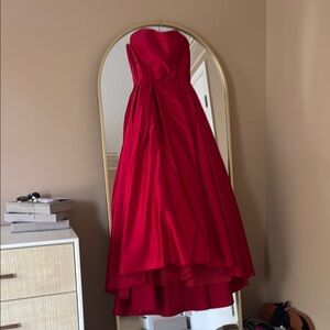 Betsy & Adam Red Strapless Prom Dress